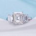 JEWE 18k White Solid Gold Lab Diamond Fancy Emerald Shape Engagement Ring for Women