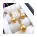 Xin yi peng, real, 18 k gold, inlaid natural, round pearl, female pendant, earrings